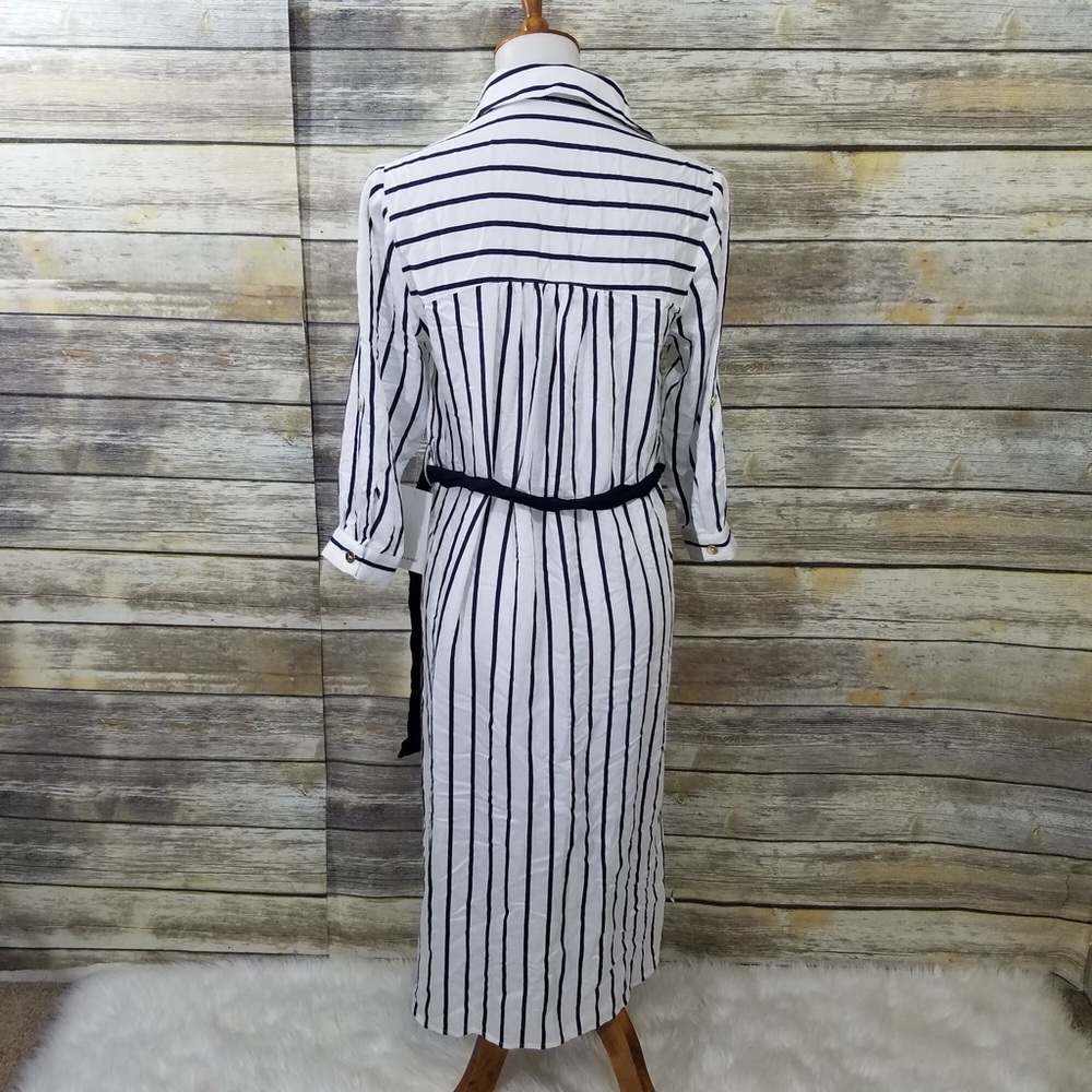NWT Zara Black White Striped Shirt Dress - Picture 8 of 8